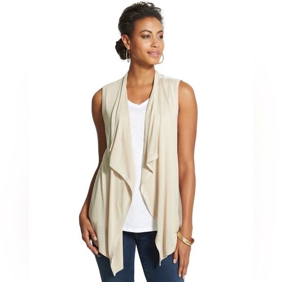 Chico's Lace Back Dayna Vest Beige Ivory Bohemian Size Small Neutral Lightweight - Picture 16 of 16